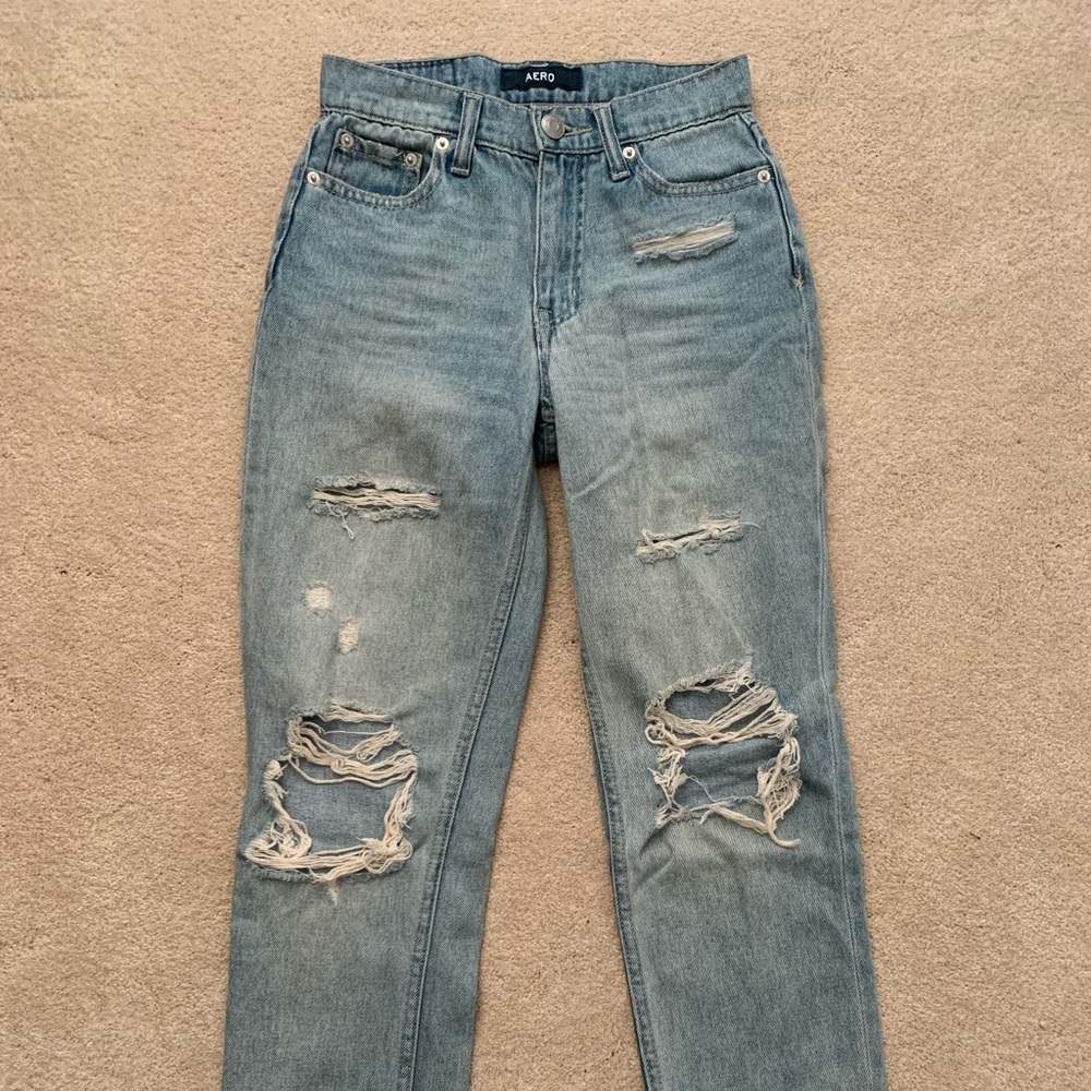 light washed ripped mom jeans